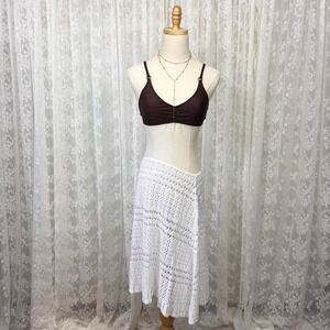 Vintage Knits Landing White‎ Crochet Asymmetrical Midi Skirt Women's XS Coverup